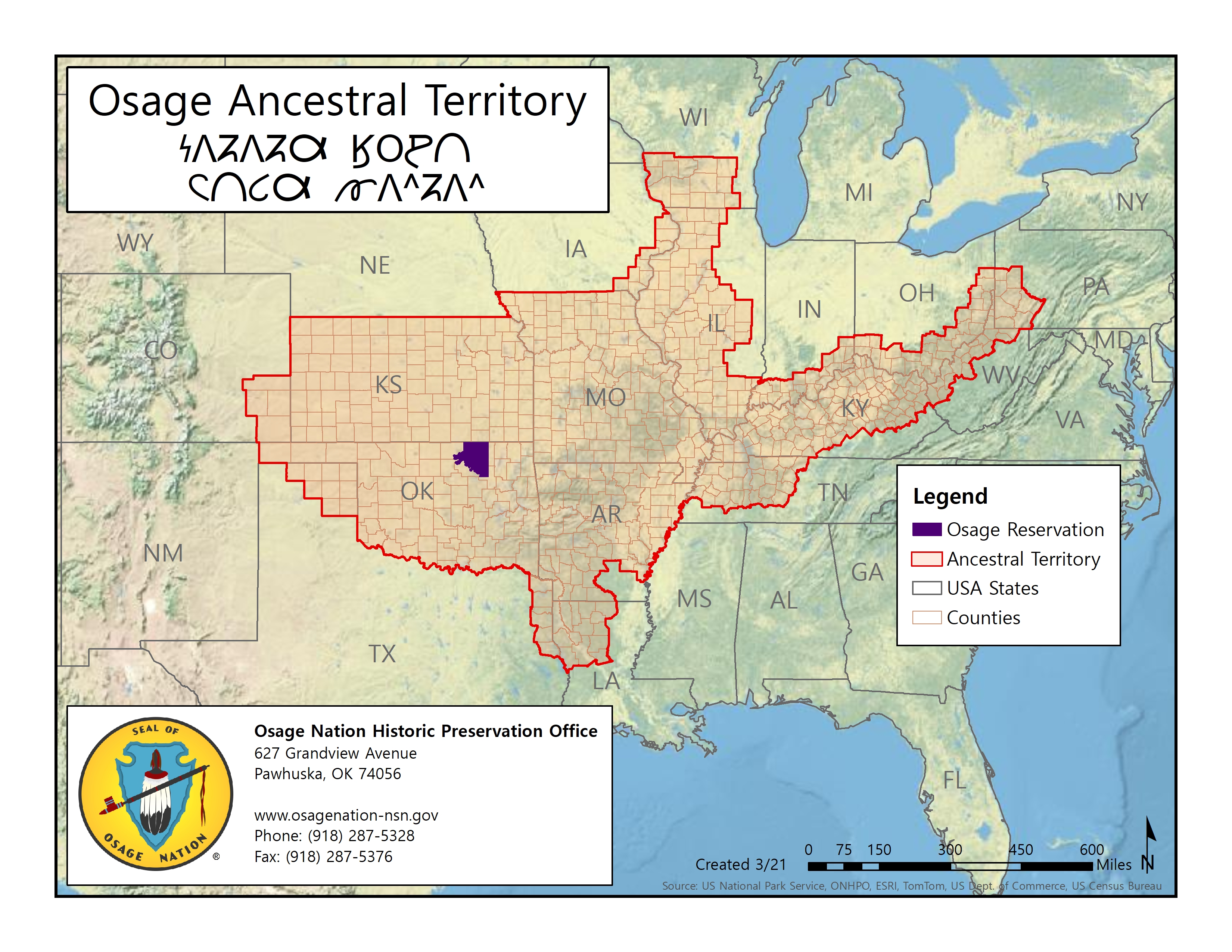 Osage Nation Ancestral Territory Map